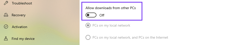 Switch off allow downloads